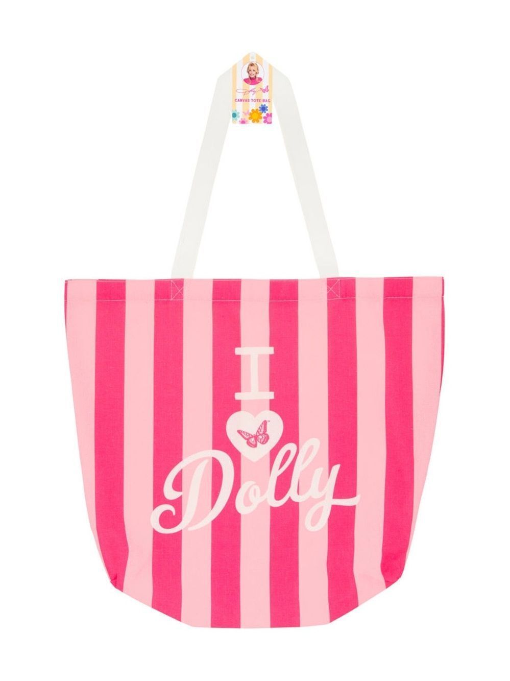 I ♥ Dolly Pink Striped Canvas Tote Bag